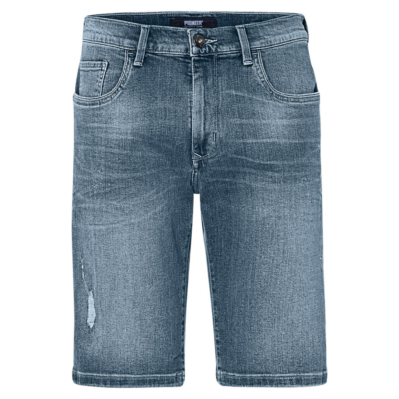 Pioneer Jeans Lenn Bermuda für Herren in Blau verwaschen mit Destroyed-Effekten, FarbNr.: 6847