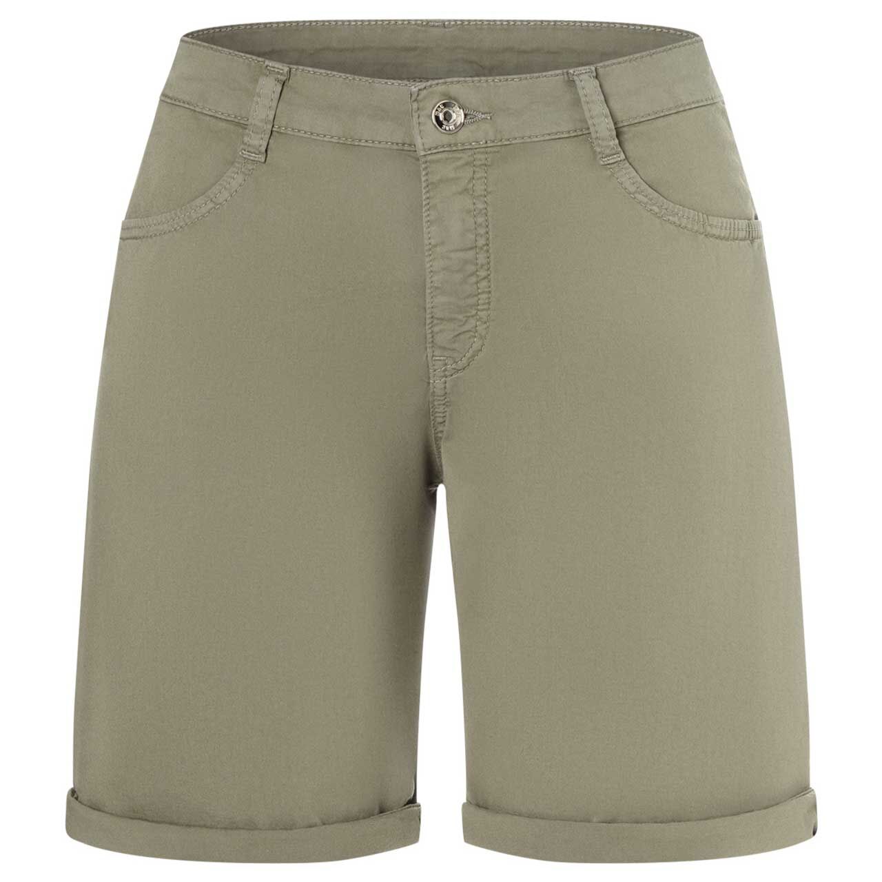 Vorderansicht der Damen Baumwollhose Shorty von MAC in Olivgrün