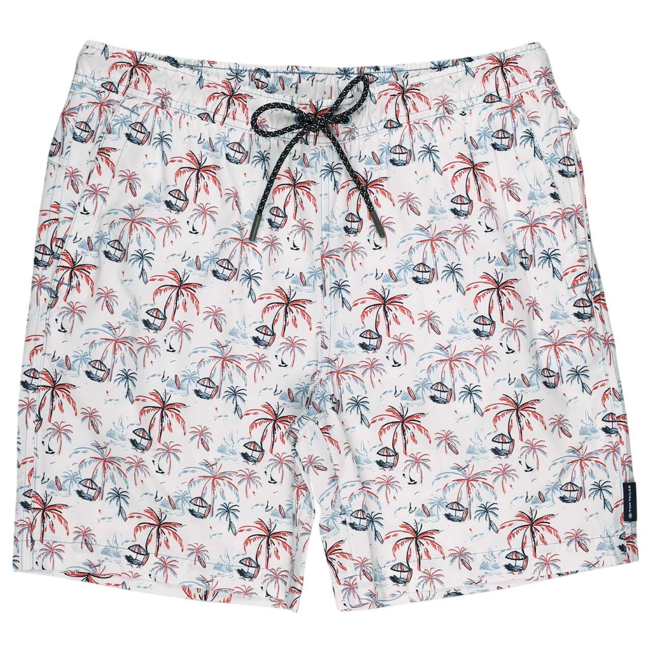 Herren Printed Swim Shorts von Tom Tailor in Weiß mit Print, Vorderansicht