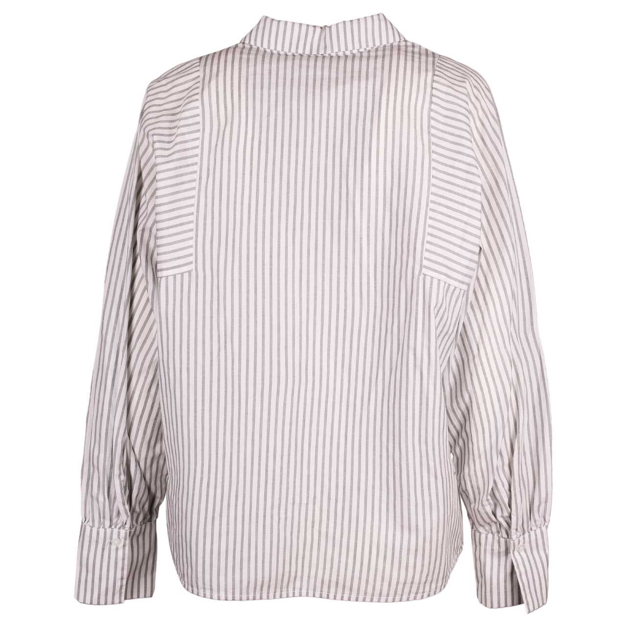 Damen Langarm Bluse von Comma in Grau gestreift, Rückansicht