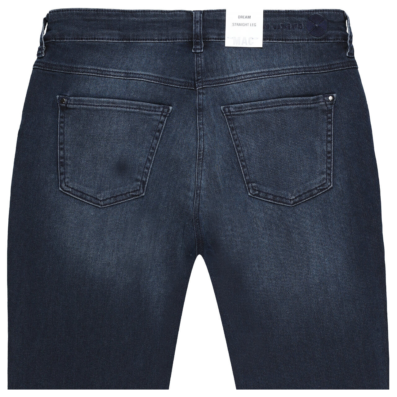 Stretch Damenjeans Dream von MAC in Dunkelblau angewaschen, detaillierte Rückansicht