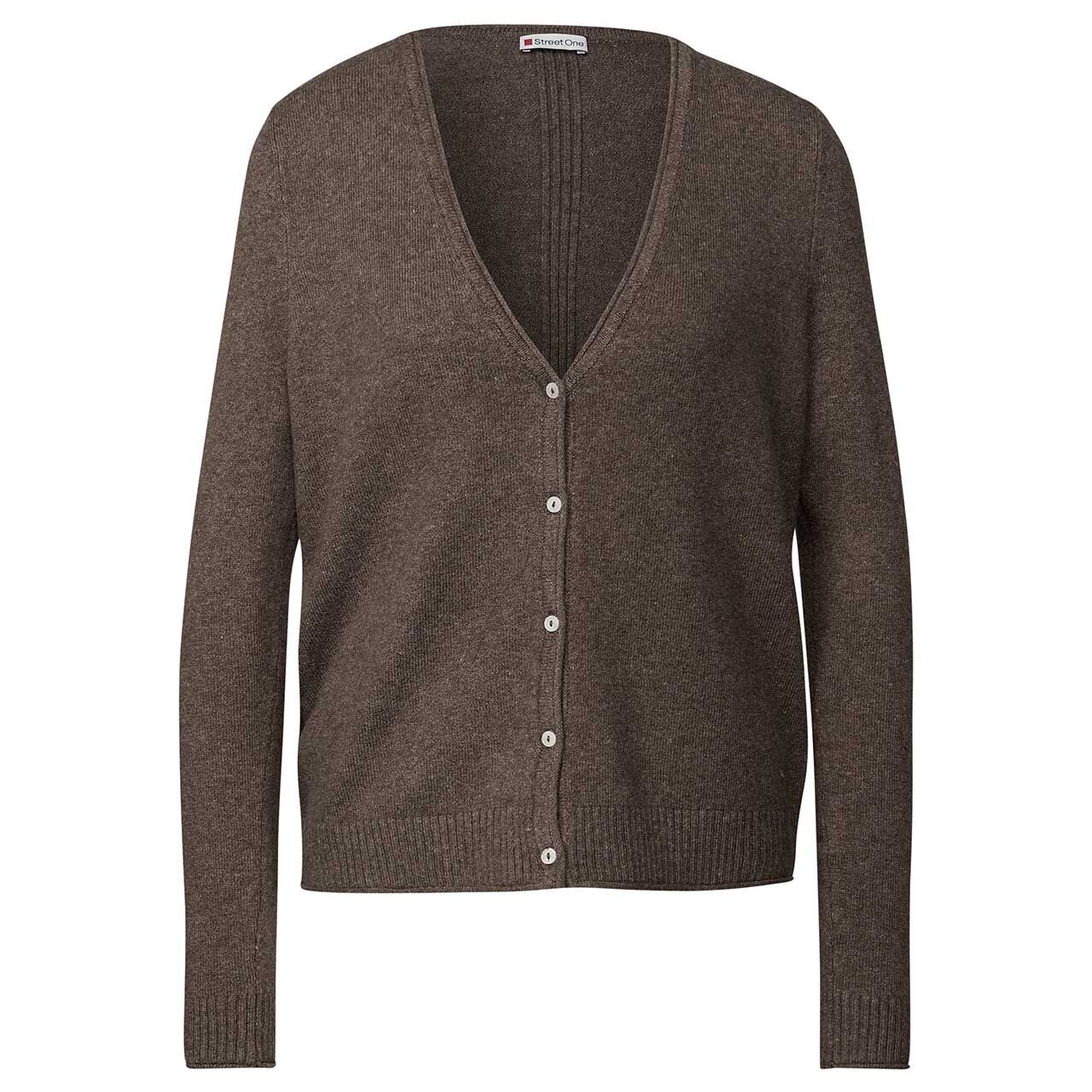 Street One Damen Strickjacke Short Cardigan nomad brown melange