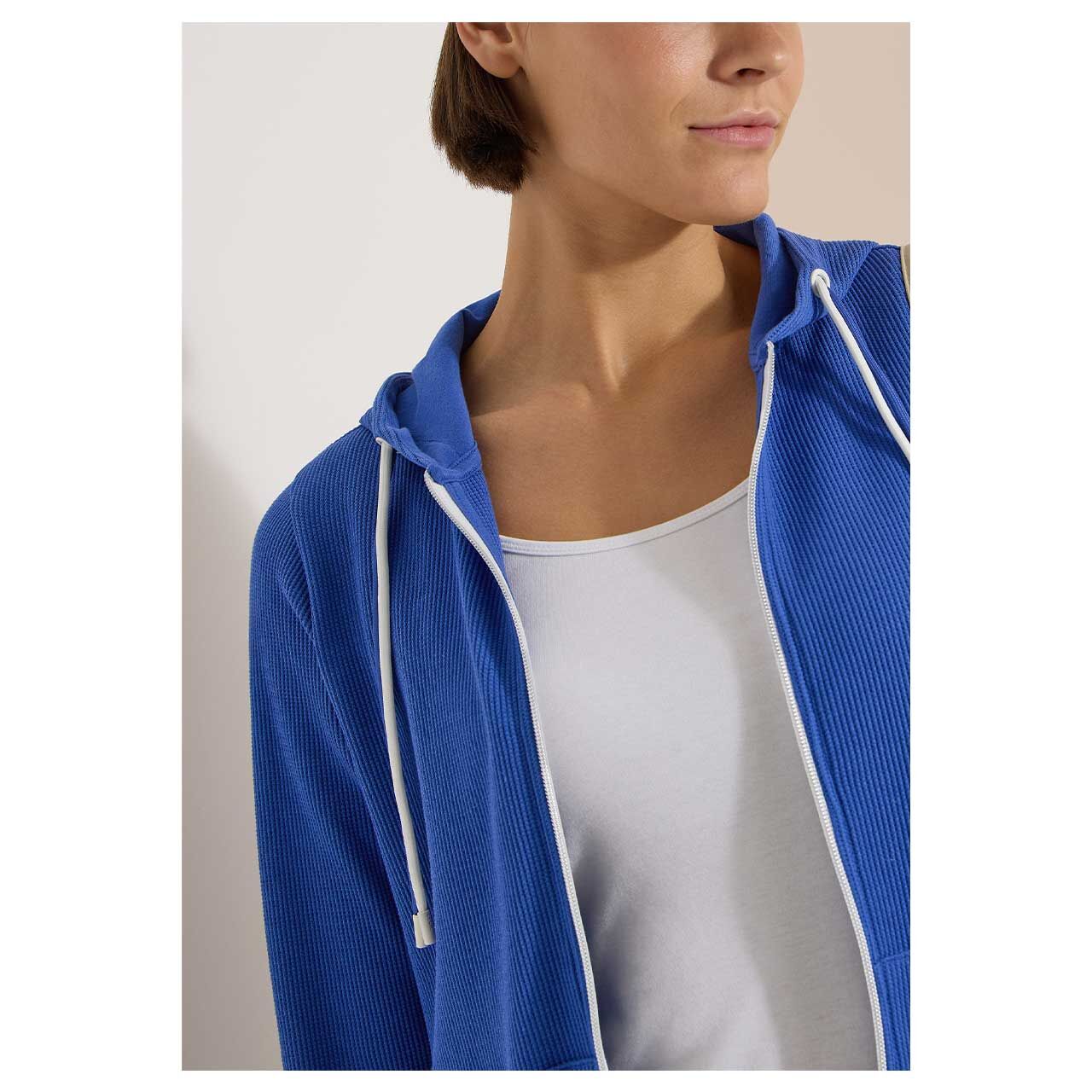 Damen Hoodie Shirtjacke Structured von Cecil in Blau, Model vorne