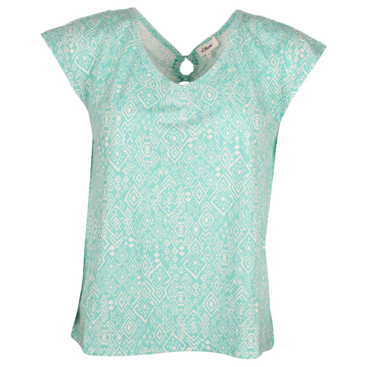 s.Oliver Damen T-Shirt blue green all over print s.Oliver Damen T-Shirt blue green all over print