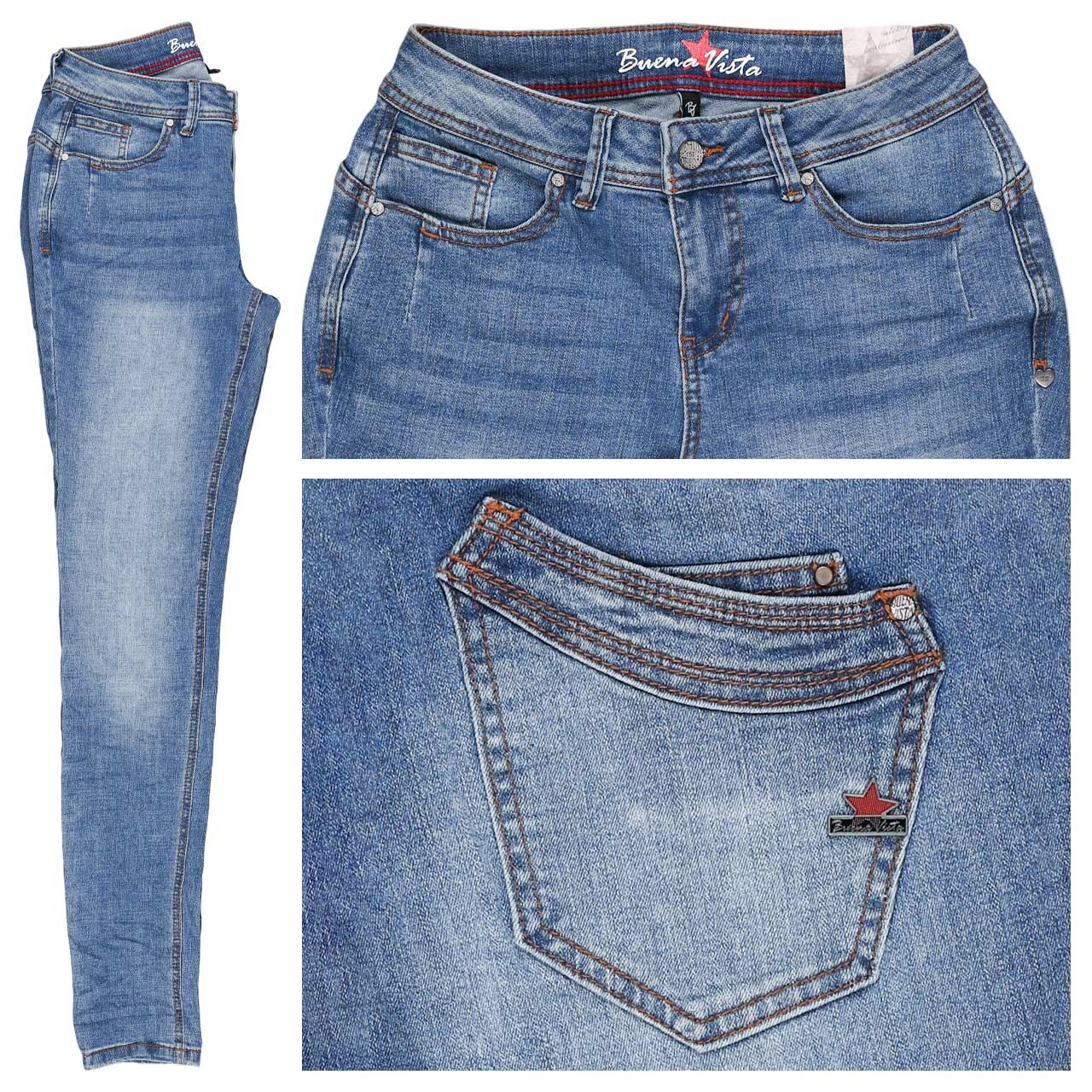 Buena Vista Malibu-Zip High Stretch Denim Jeans mid stone