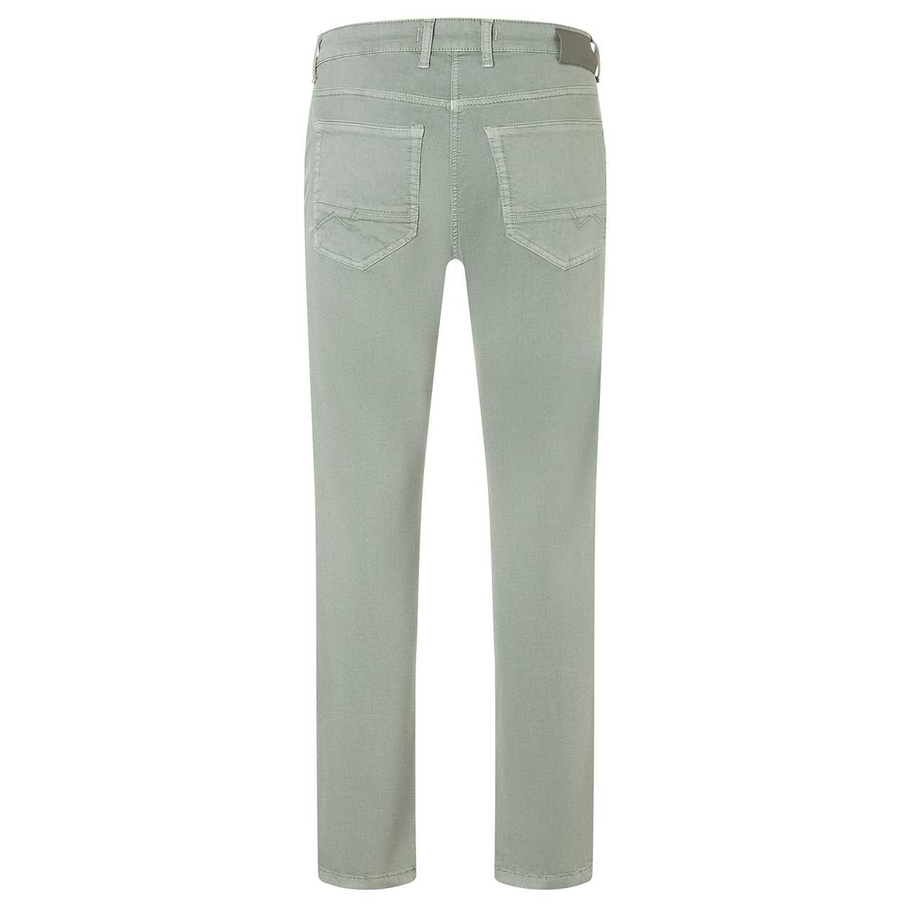 Stretch Herren Baumwollhose Arne Pipe von MAC in Salbeigrün, Rückansicht