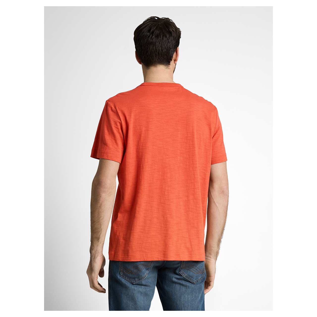 Herren T-Shirt von Tom Tailor in Orange mit Print, Rückansicht am Model