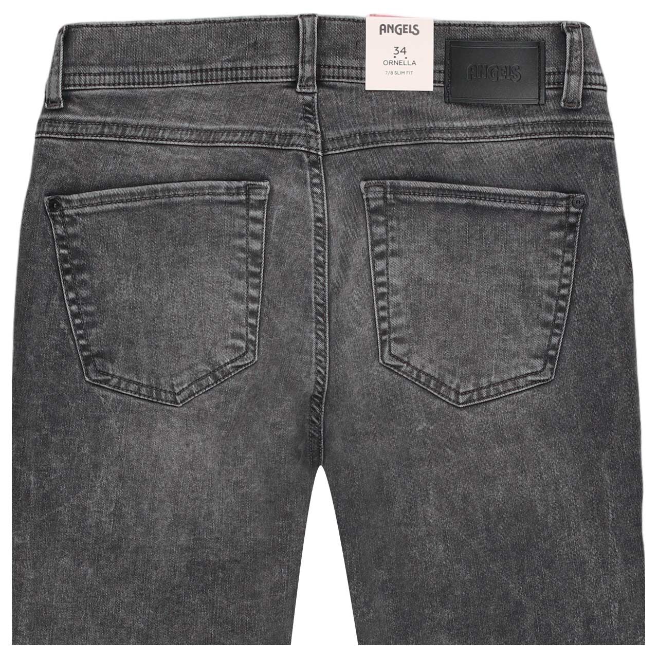 Stretch Damen 7/8 Jeans Ornella Detail Pearl von Angels in Grau mit Perlen, Rückansicht