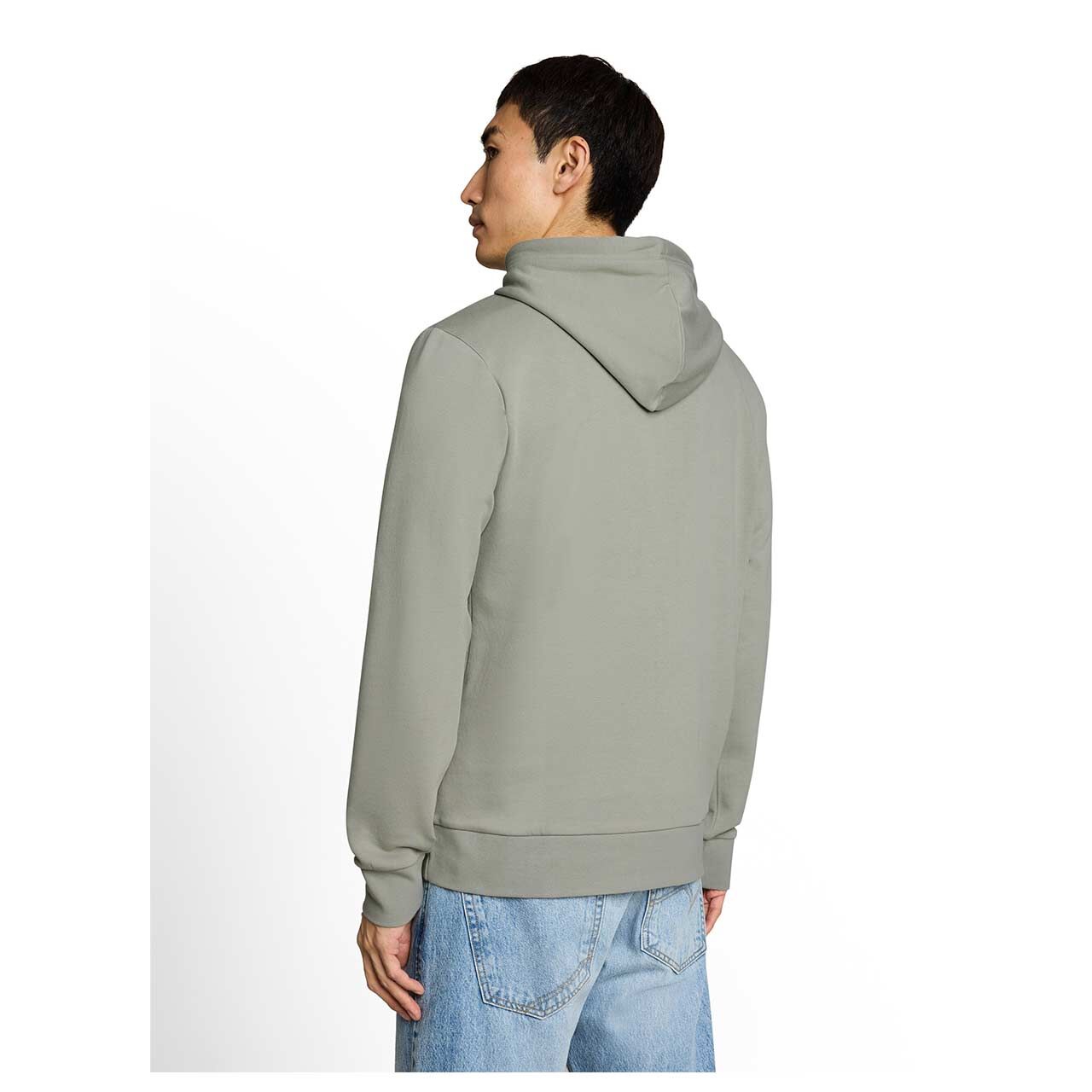 Herren Hoodie Sweatshirt von Tom Tailor in Mintgrün mit Print, Rückansicht am Model