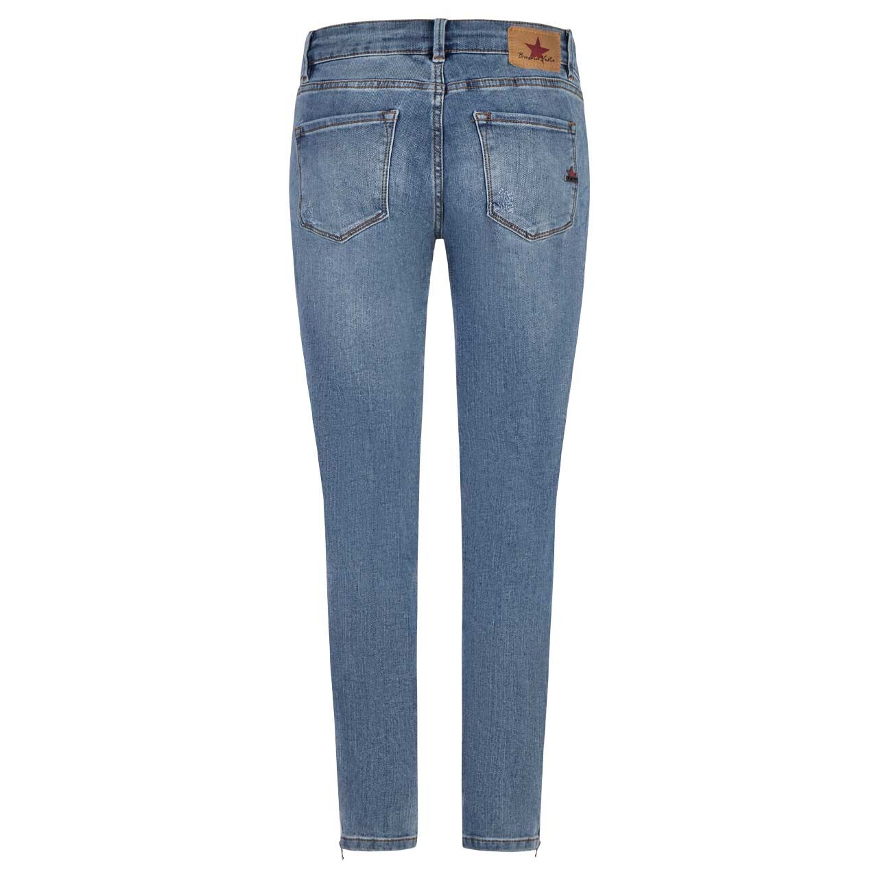 Damenjeans Italy V 7/8 Stretch Denim von Buena Vista in Blau verwaschen mit Used-Effekten, Rückansicht