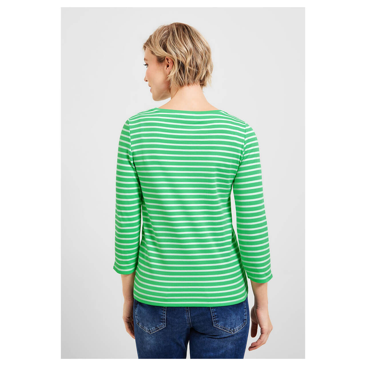Cecil Basic Boatneck 3/4 Arm Shirt smash green stripes
