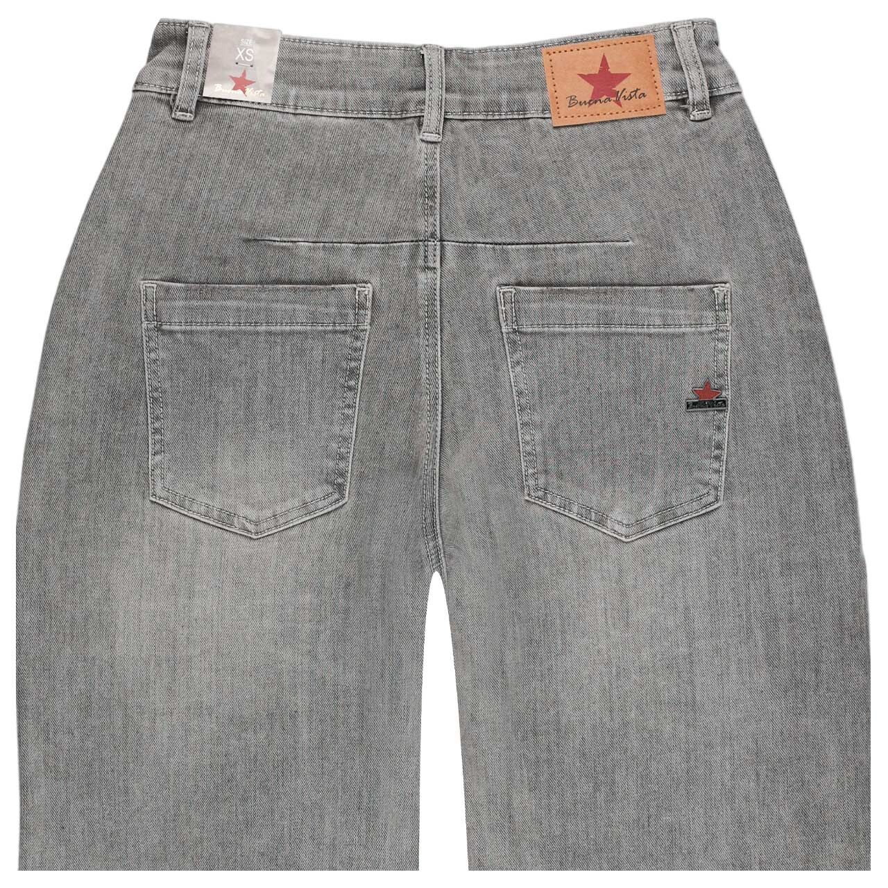 Damenjeans Barrel Worker 7/8 Stretch Denim von Buena Vista in Hellgrau mit Destroyed-Effekten, detaillierte Rückansicht