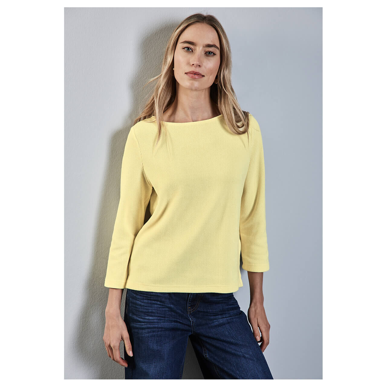 Street One Damen 3/4 Arm Shirt Fine Cord Structure mellow yellow