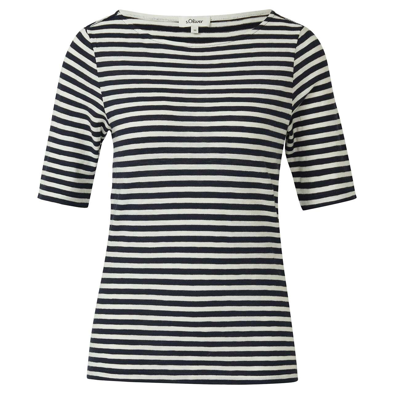 s.Oliver Damen T-Shirt navy blue stripes