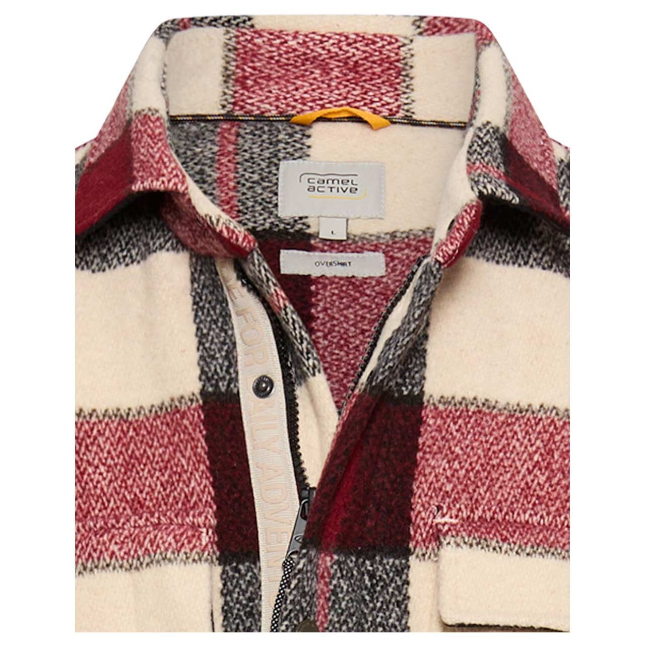 Herren Hemdjacke von Camel active in Rot kariert, detaillierte Vorderansicht