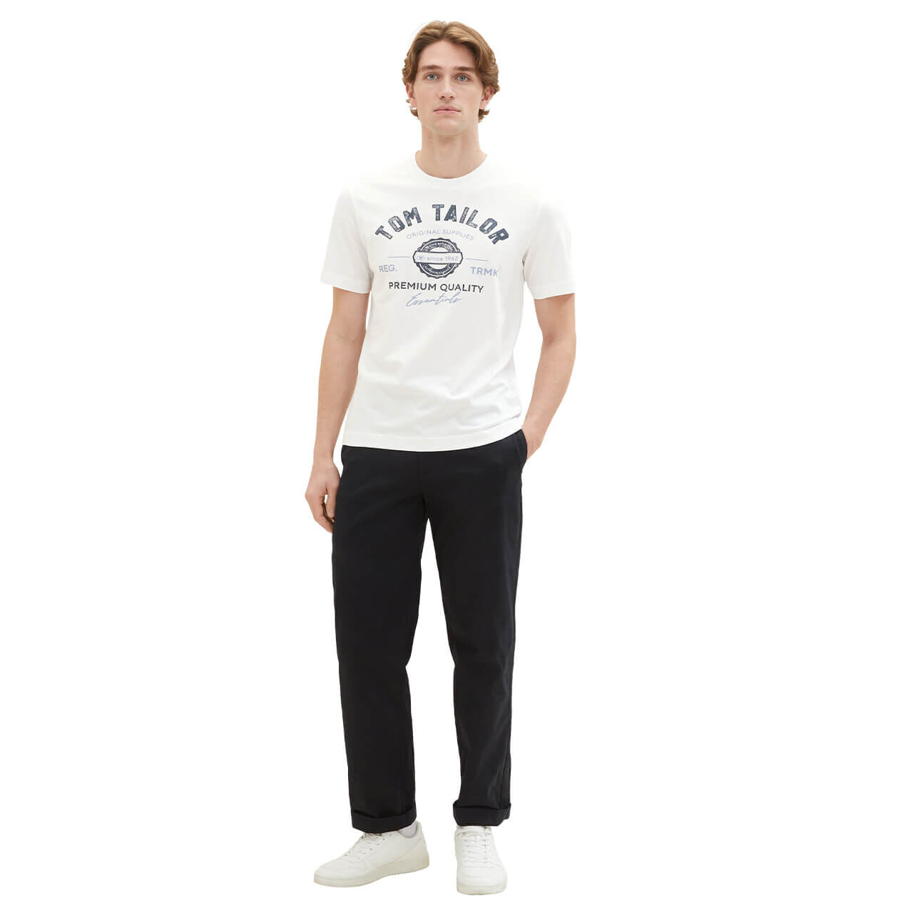 Tom Tailor Herren T-Shirt white logo print