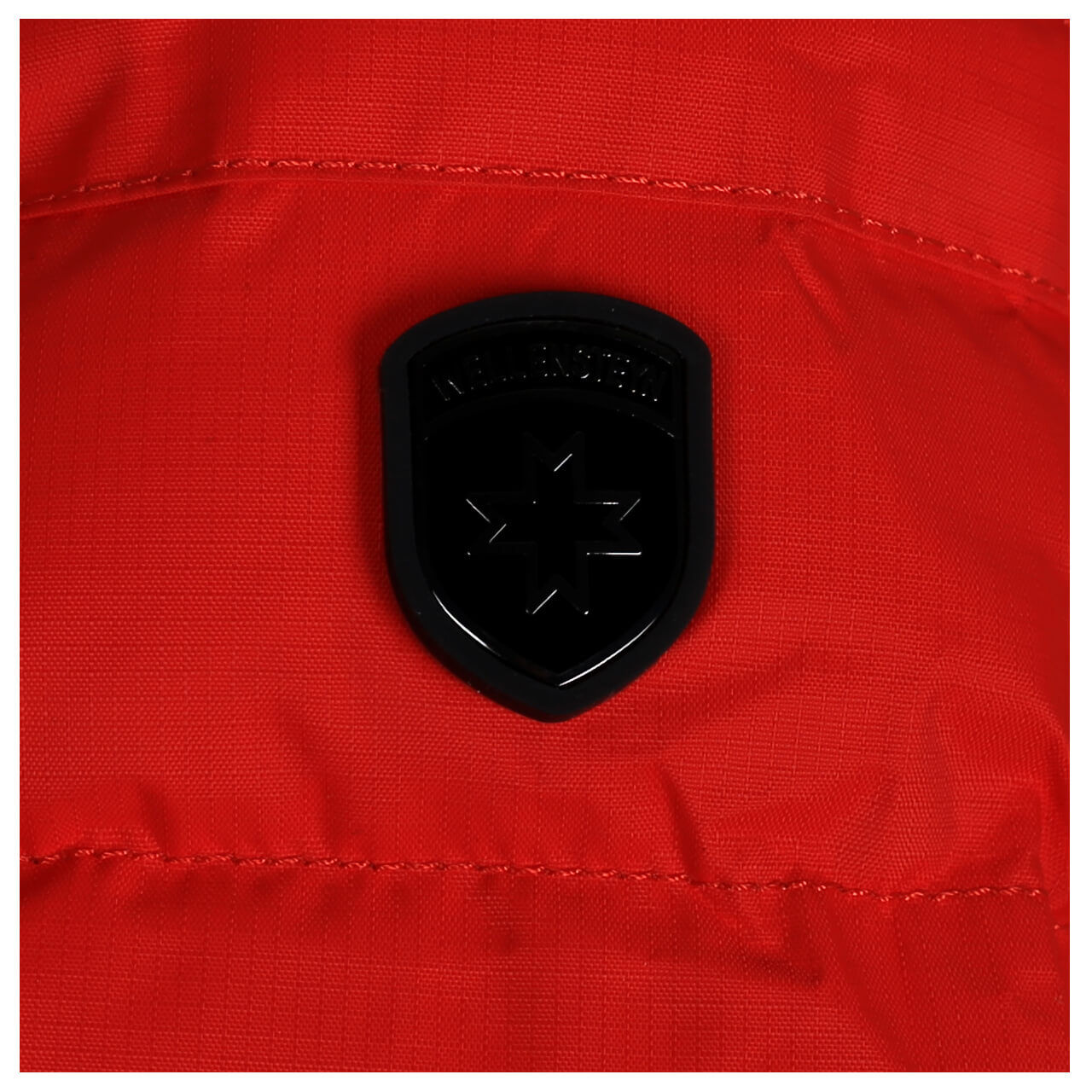 wellenstyn-molmen-firered-logo Herren Jacke Molecule/MOL Men von Wellensteyn in Feuerrot, Detailansicht vom Logo