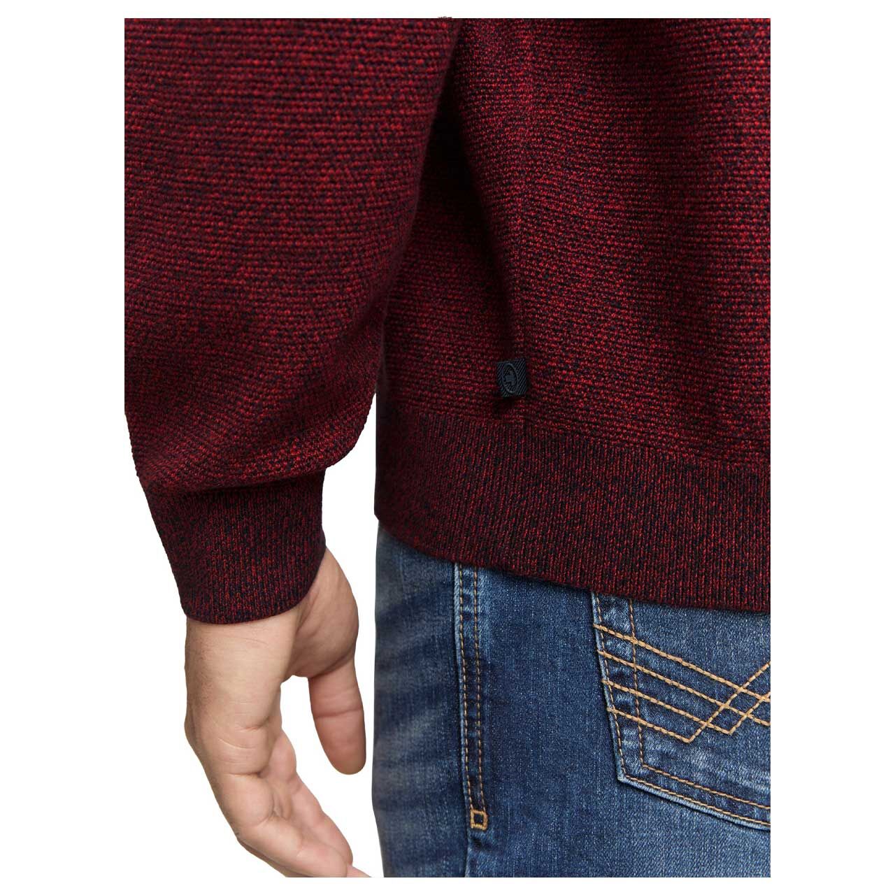 Herren Pullover Structured Crewneck Knit von Tom Tailor in Rot meliert, Detailansicht