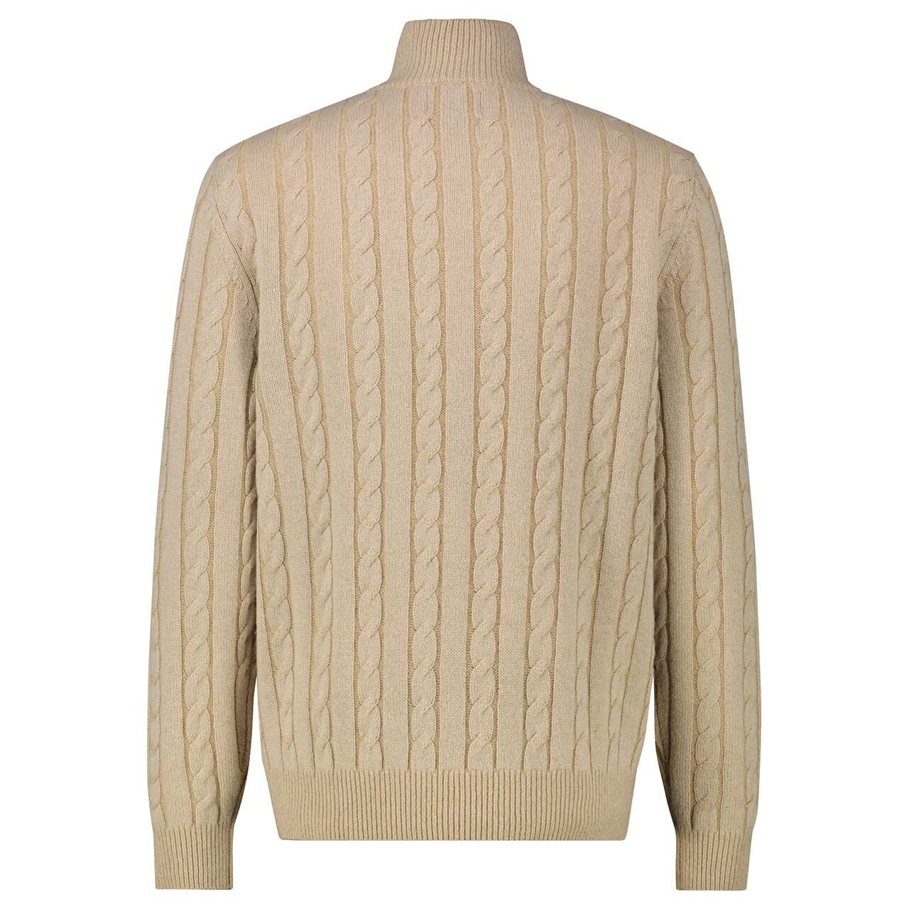 Herren Pullover Troyer von Lerros in Beige meliert, Rückansicht
