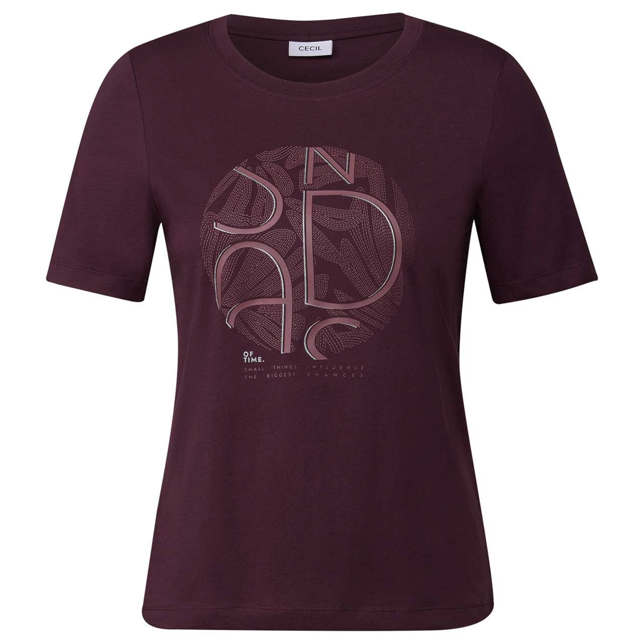 Cecil Damen T-Shirt Basic Circle mulberry red