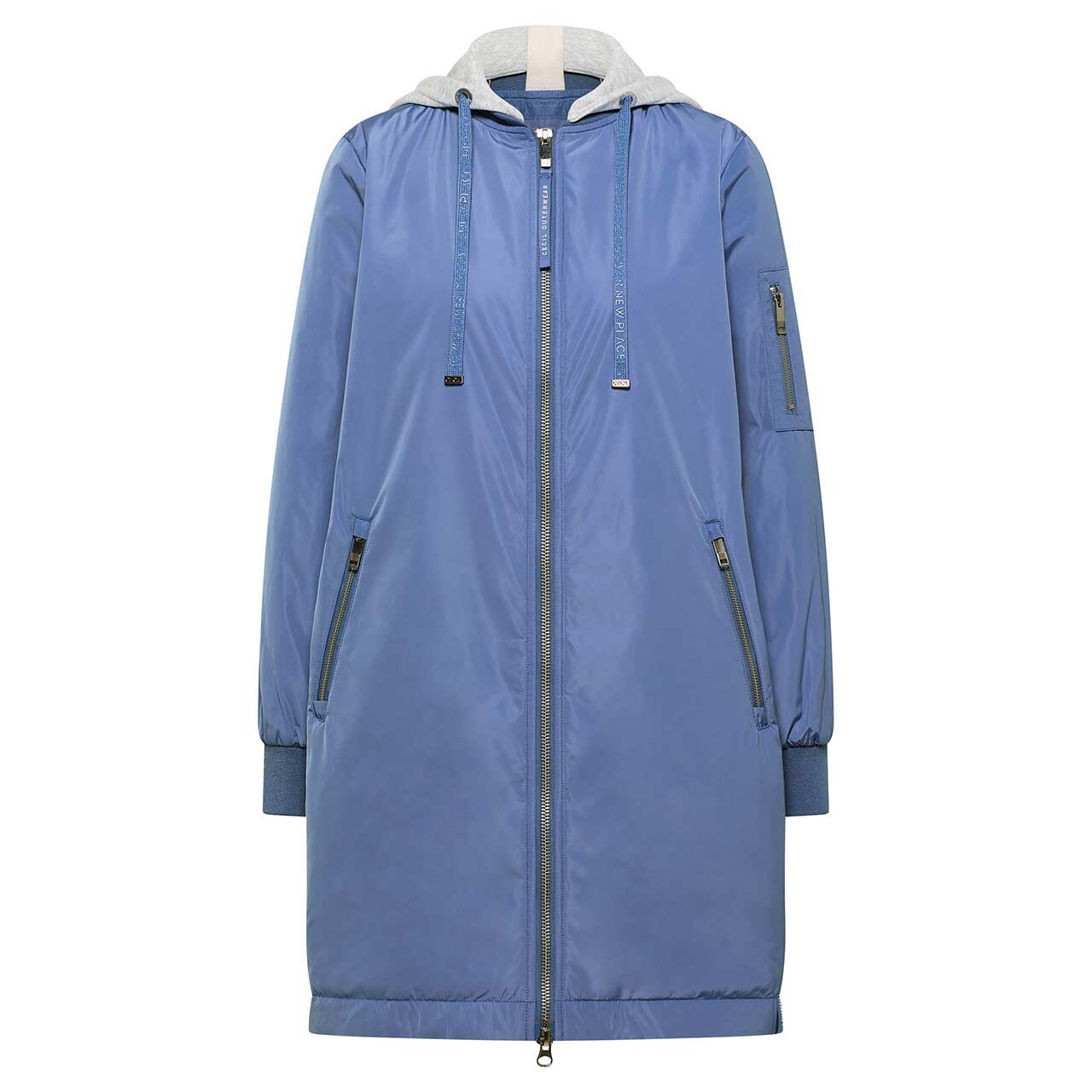 Cecil Damen Jacke Long Blouson Sweat Hood coal blue