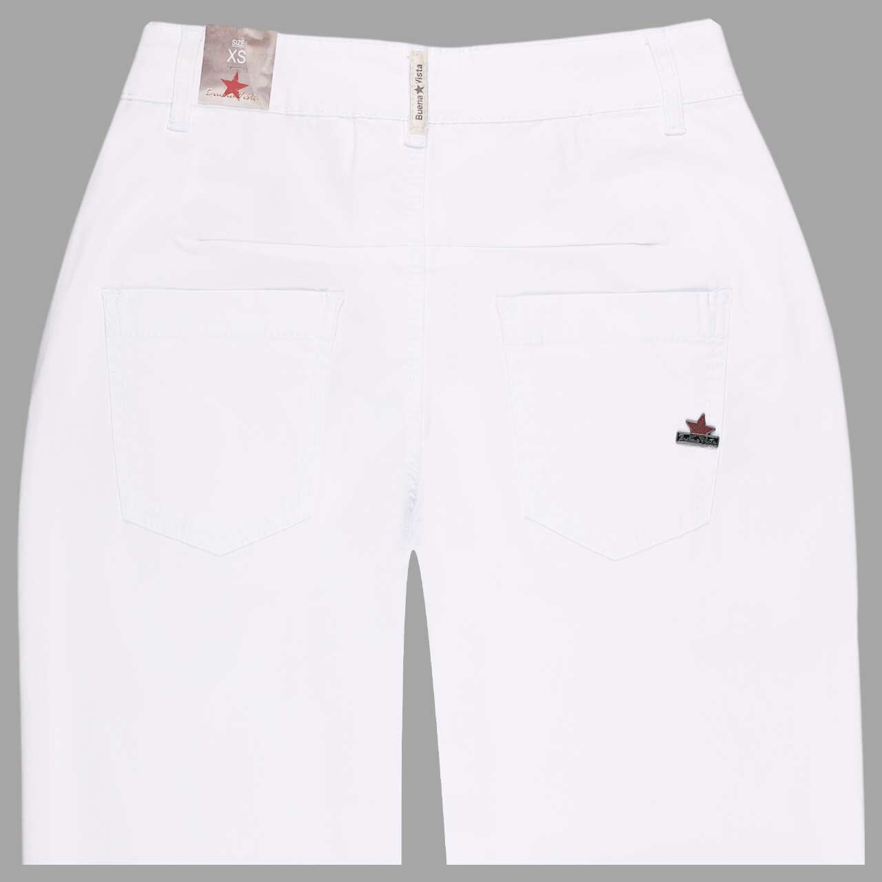 Damen Baumwollhose Barrel 7/8 Stretch Twill von Buena Vista in Weiß, detaillierte Rückansicht