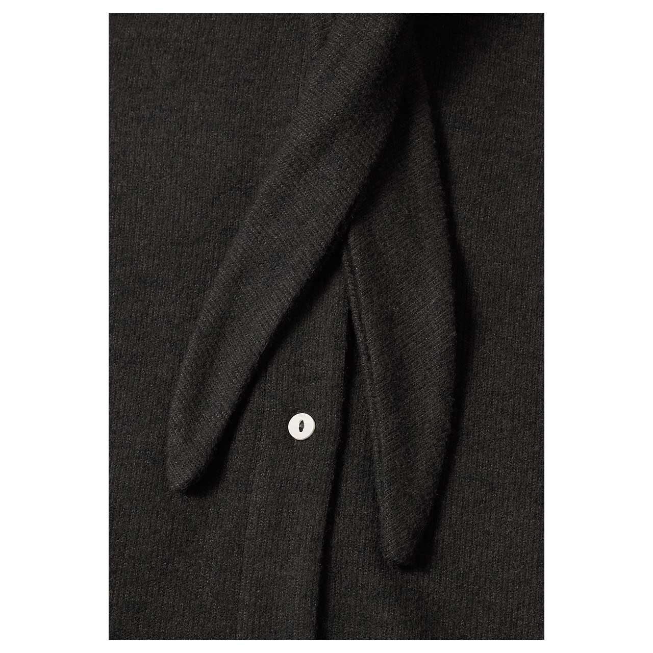 Damen Kurzarm Strickjacke Short Shawl Collar von Street One in Dunkelbraun meliert, Detailansicht Bindedetail
