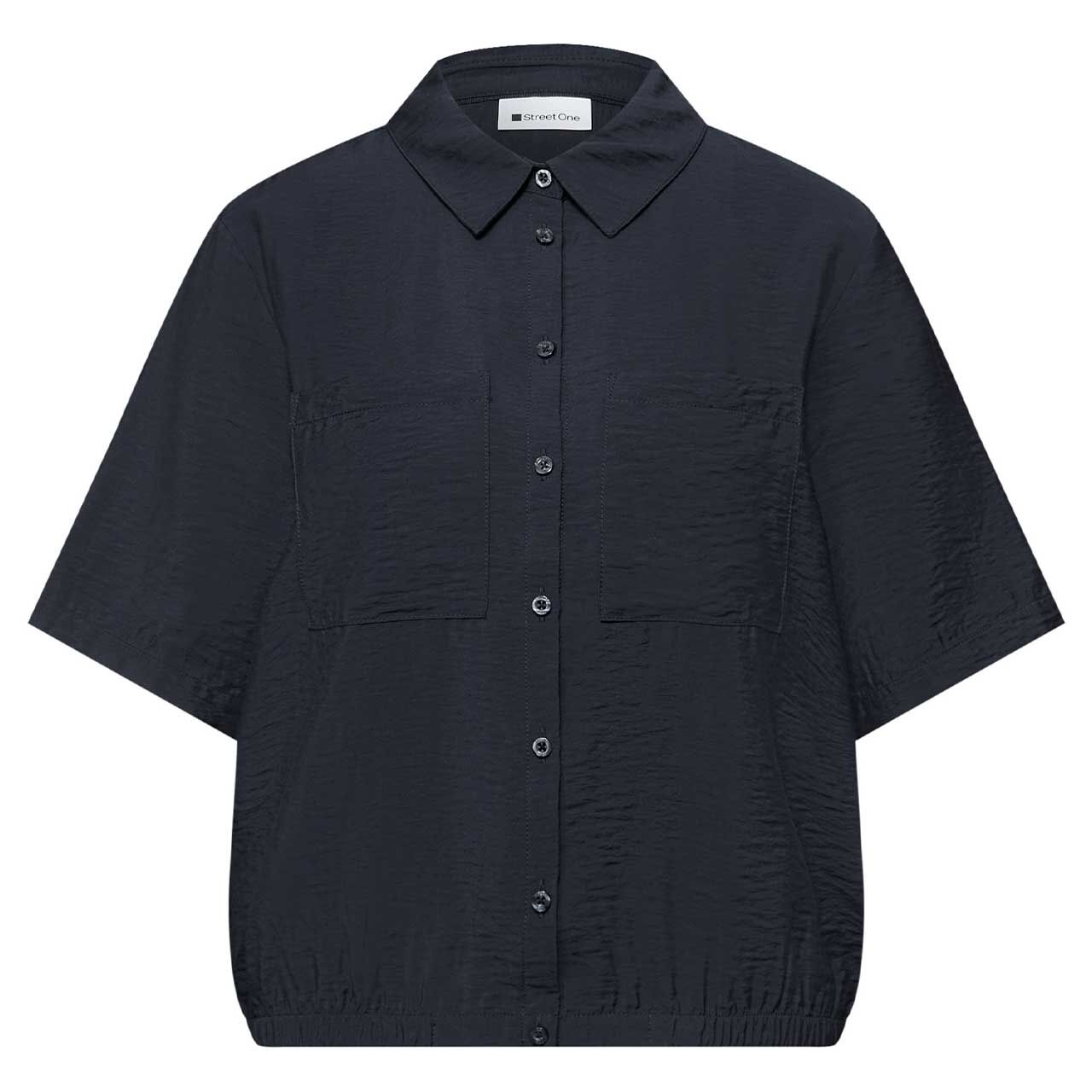 Street One Damen Kurzarm Bluse Shirtcollar shadowed navy