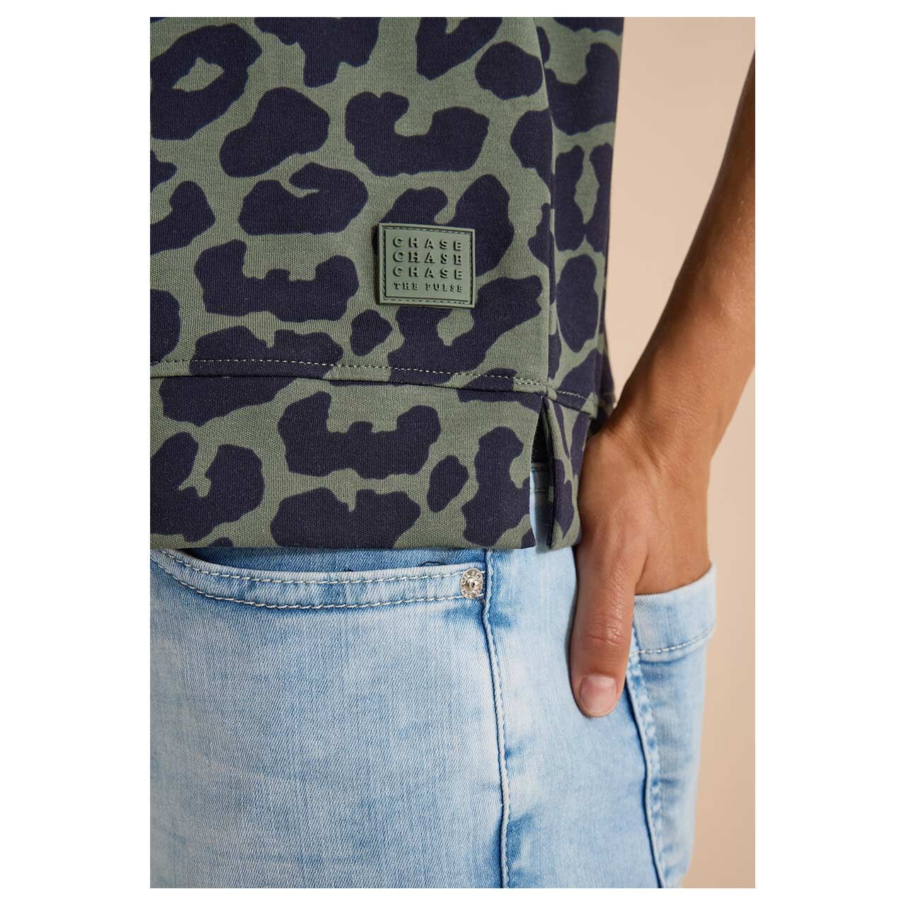 Cecil Damen T-Shirt Two-Tone Leo dried olive green