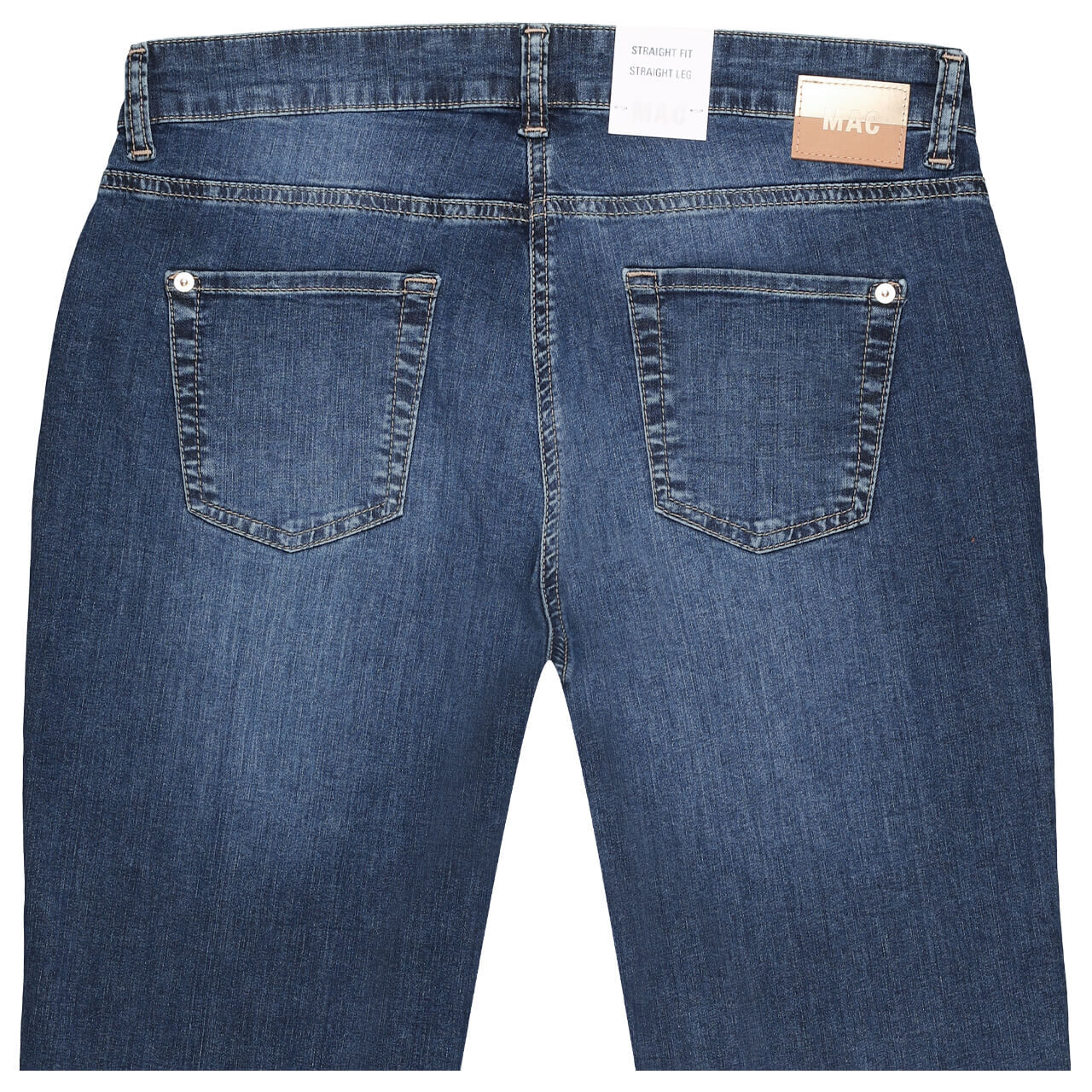 Stretch Damen Cropped Ankle Jeans Sue von MAC in Mittelblau angewaschen, detaillierte Rückansicht