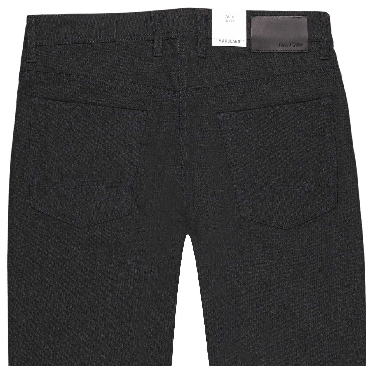 Stretch Herren Hose Arne von MAC in Dunkelgrau mit Print, detaillierte Rückansicht