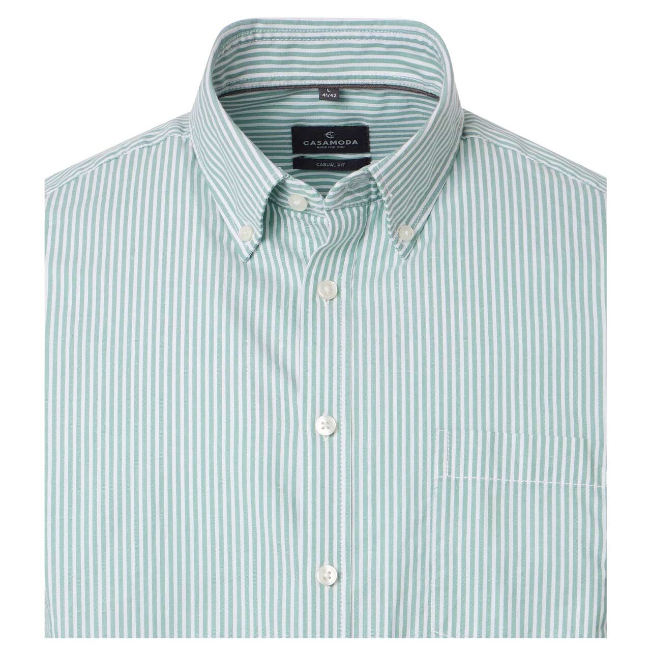 Herren Langarm Hemd von Casa Moda in Grün gestreift, Detailansicht vorne