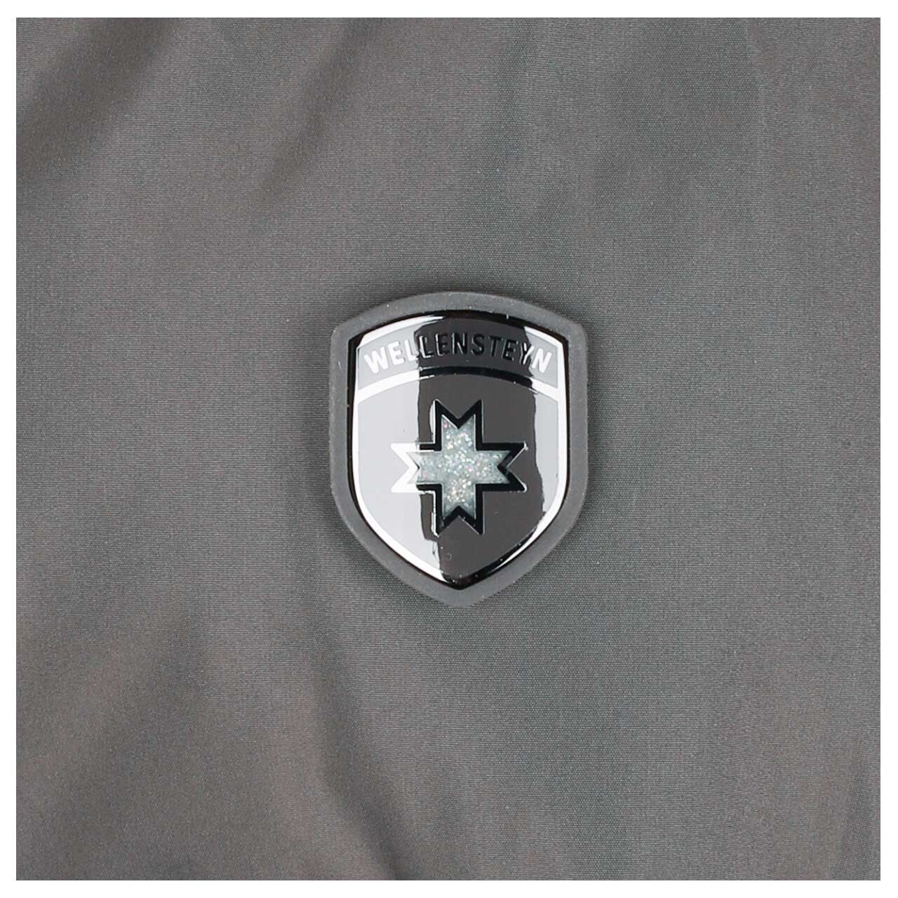 Damen Jacke Goldmine Long von Wellensteyn in Grau-Braun, Detailansicht Logo