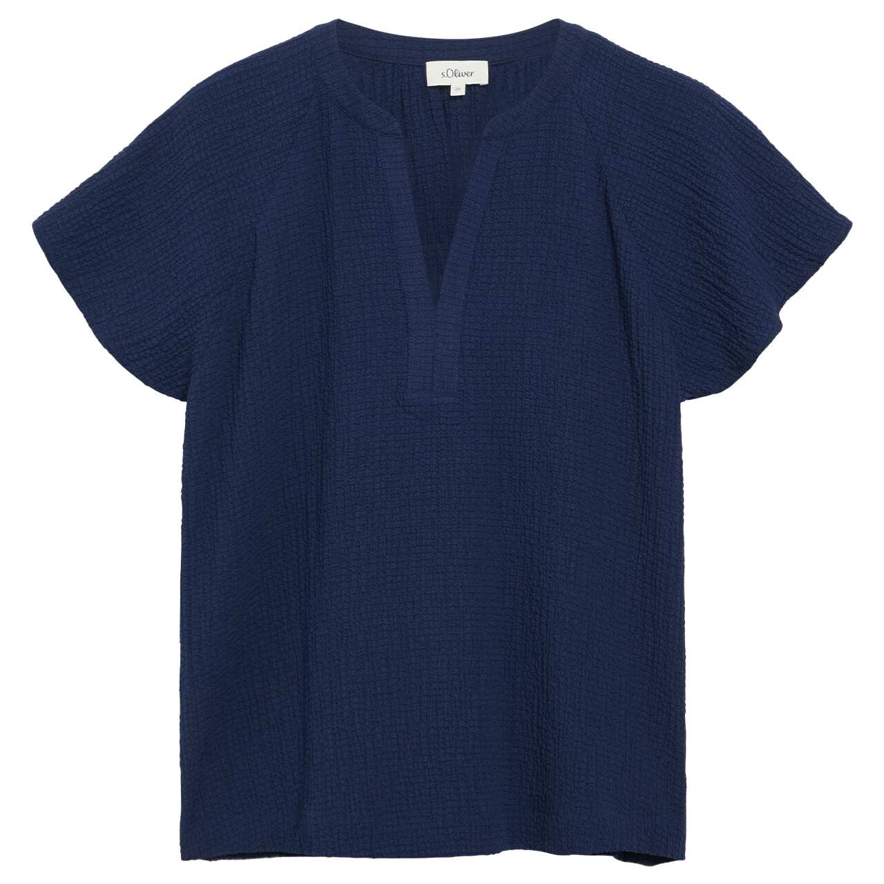s.Oliver Damen Kurzarm Bluse royal blue crinkle