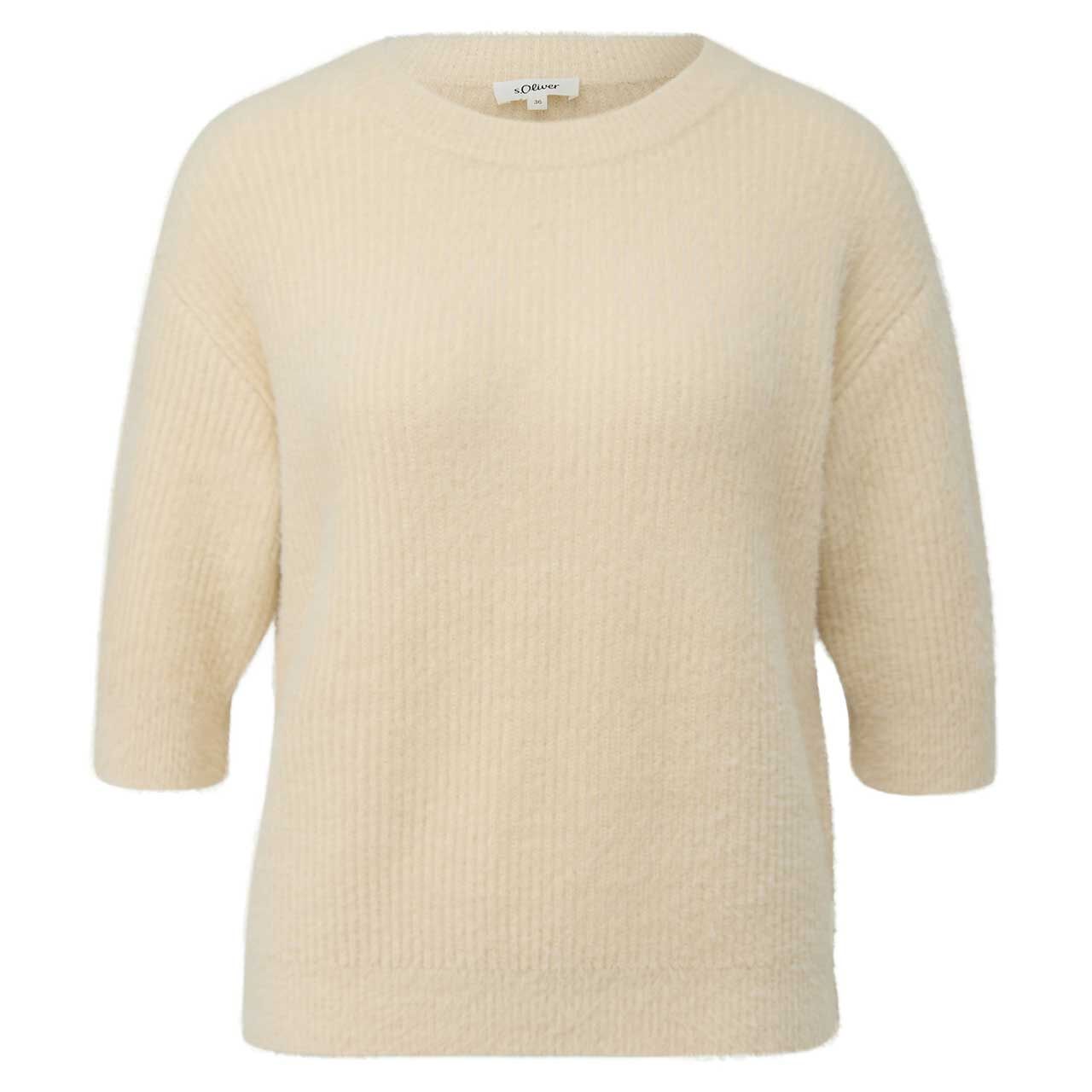 s.Oliver Damen Kurzarm Pullover light beige