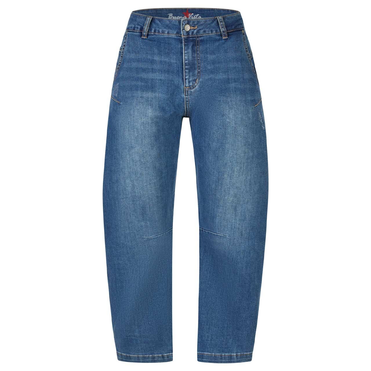 Damenjeans Barrel-X 7/8 Stretch Denim von Buena Vista in Blau verwaschen mit Destroyed-Effekten, Vorderansicht