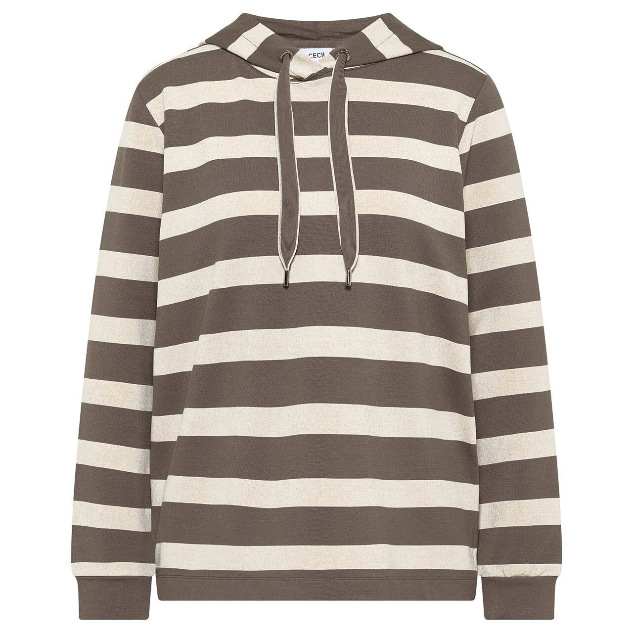 Cecil Damen Hoodie Sweatshirt urban taupe stripes