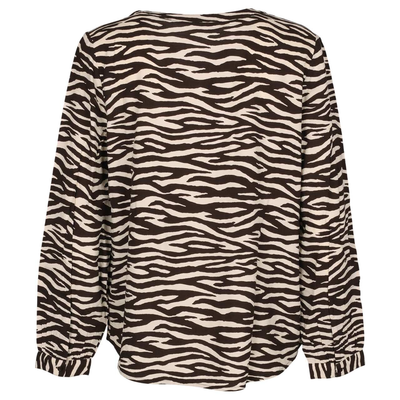 Damen Langarm Bluse Splitneck Tunic von Street One in Dunkelbraun mit Print mit der Farbnummer 26866, Rückansicht
