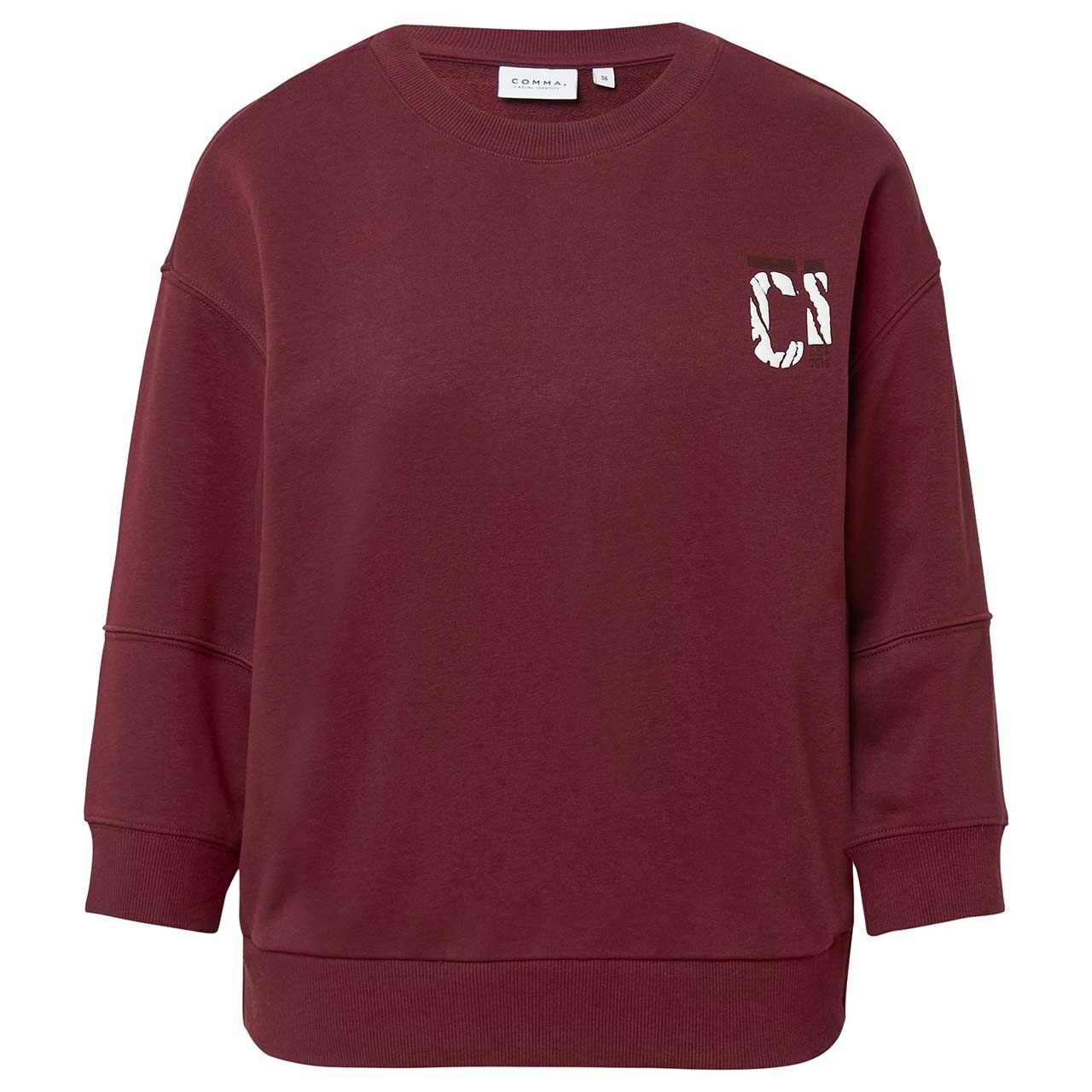 Comma Damen 3/4 Arm Sweatshirt bordeaux