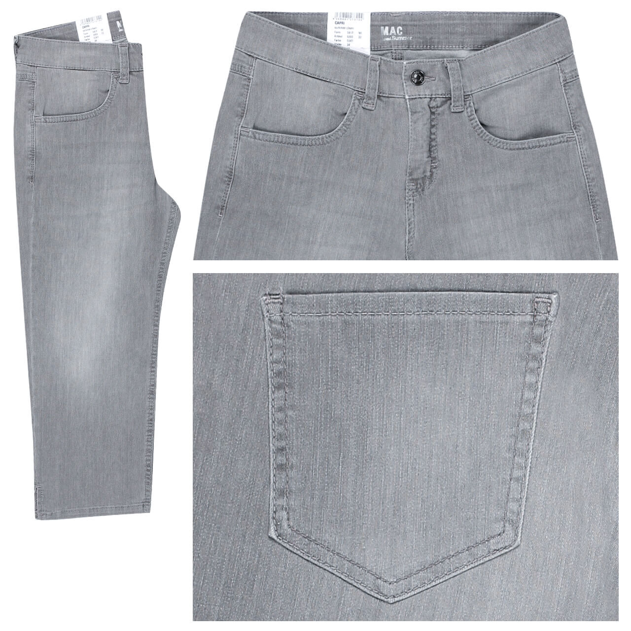 MAC Jeans Capri für Damen in Grau angewaschen, FarbNr.: D361