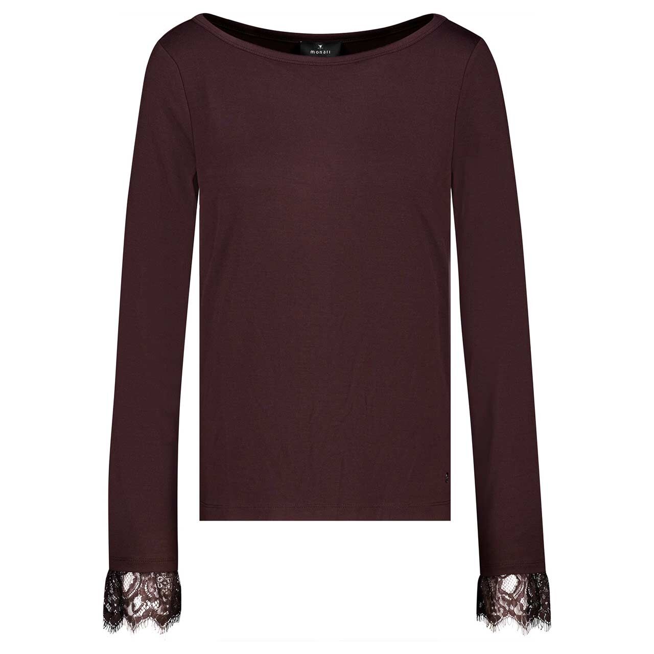 Monari Damen Langarm Shirt black coffee lace