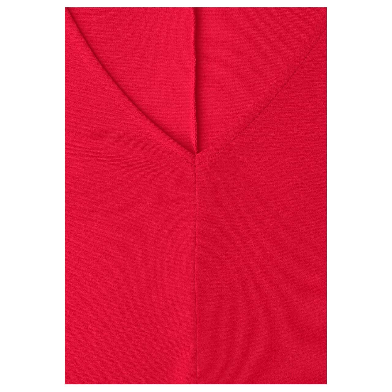Damen Kurzarm Kleid Jersey Dress von Street One in Rot, Detailansicht Ausschnitt