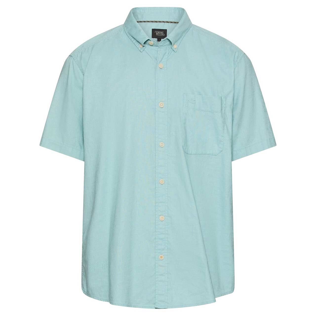 Camel active Herren Leinen 1/2 Arm Hemd ocean green