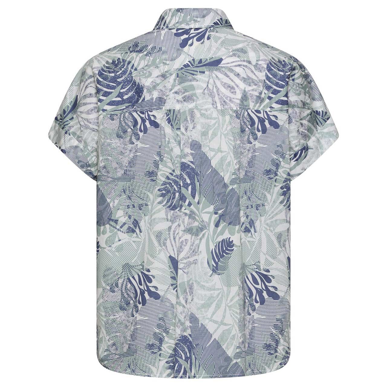 Damen Kurzarm Bluse von Camel active in Jadegrün mit Print, Rückansicht