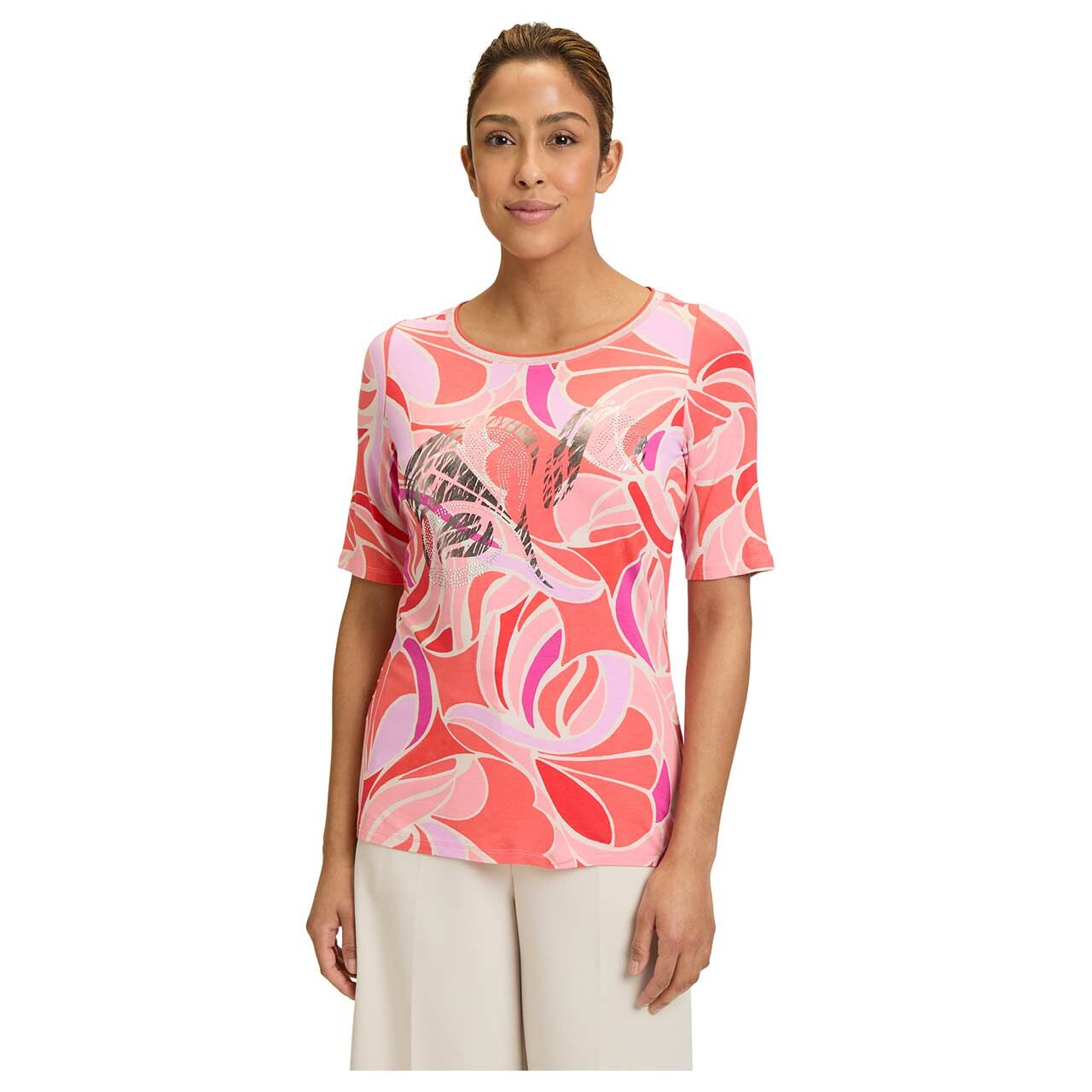 Betty Barclay Damen T-Shirt red rosé printed