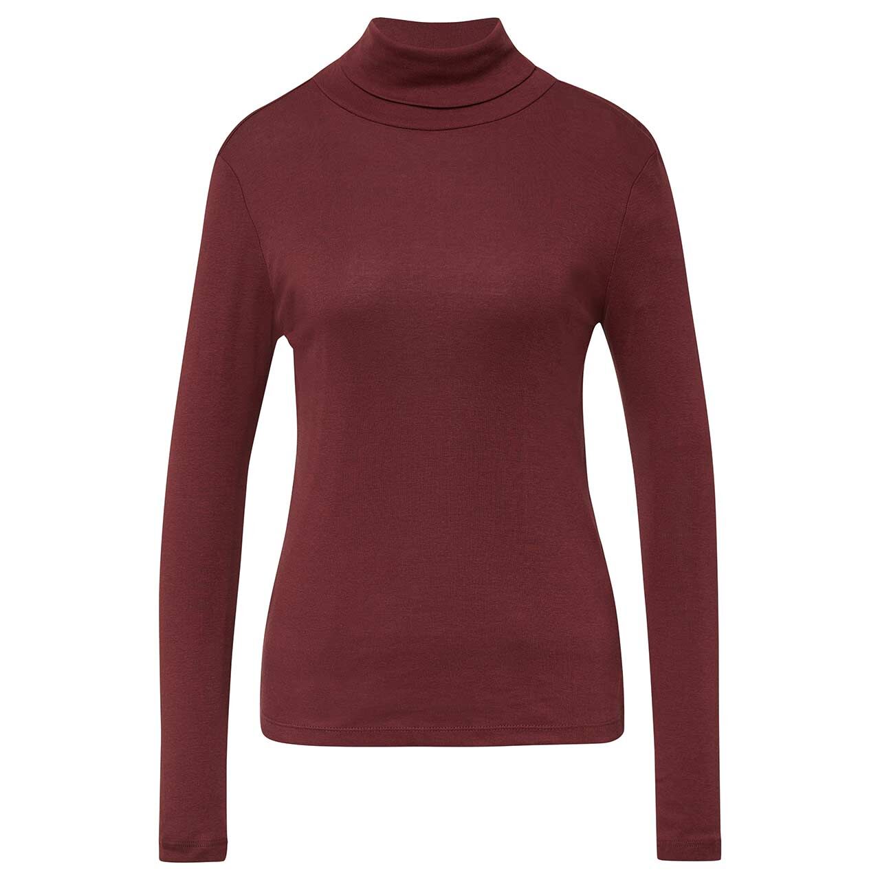 s.Oliver Damen Rollkragen Langarm Shirt dark merlot