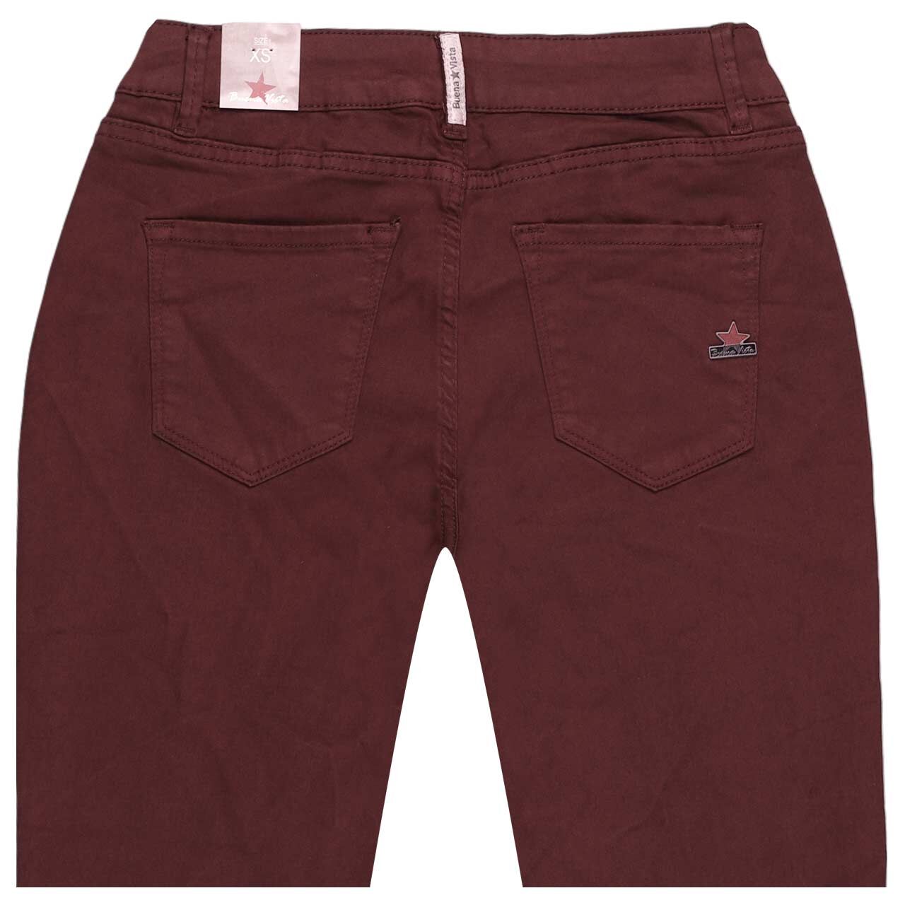 Damen Baumwollhose Italy V 7/8 Stretch Twill von Buena Vista in Burgunderrot, detaillierte Rückansicht