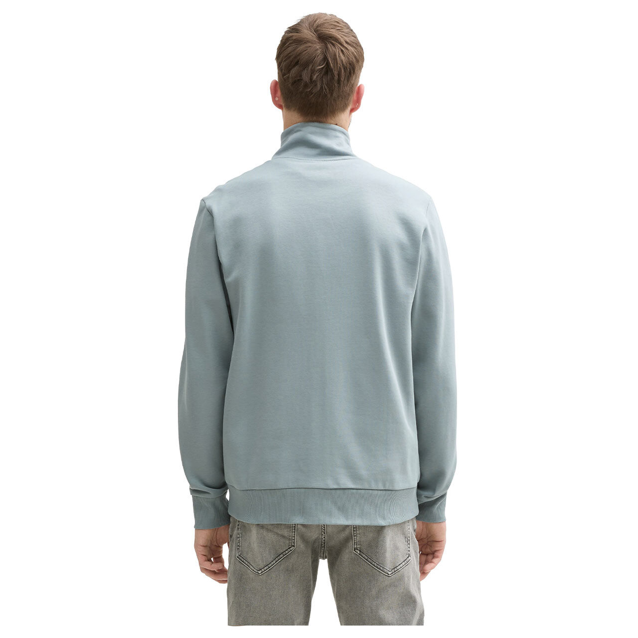 Tom Tailor Herren Sweatjacke Printed Stand-Up grey mint