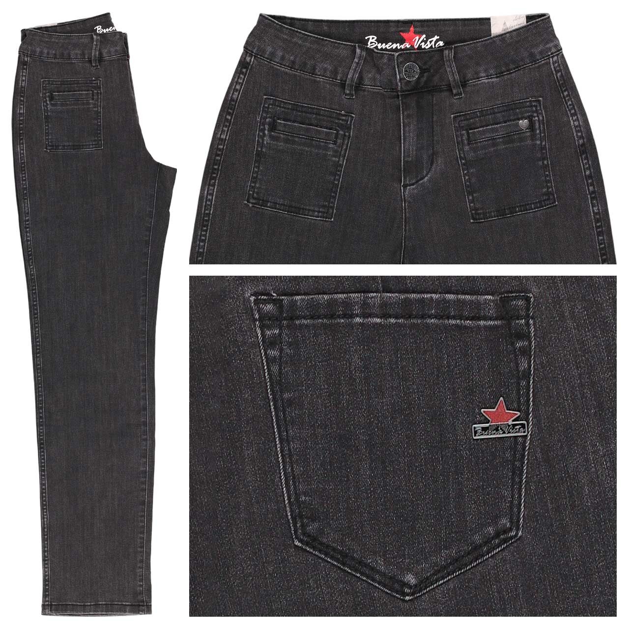 Buena Vista Stella-Zip Stretch Denim Jeans black denim