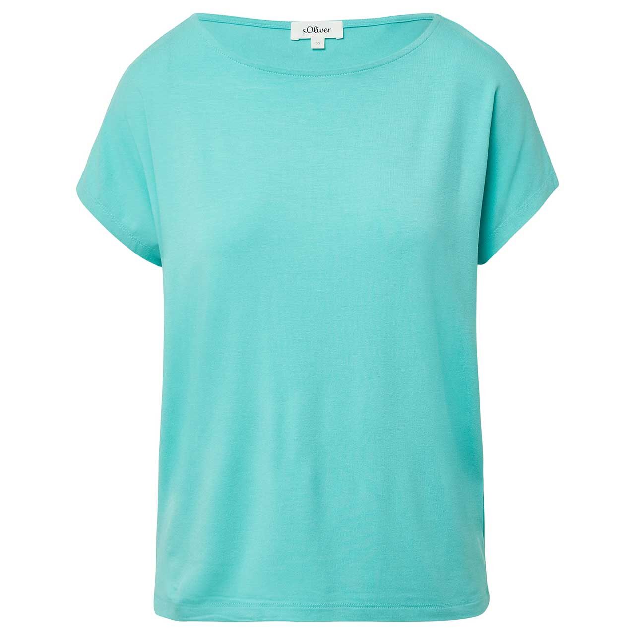 Frontansicht des Damen T-Shirts von s.Oliver in Türkis mit der Farbnummer 6099